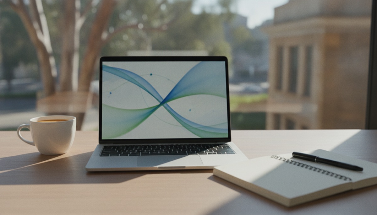 Workspace with laptop analytics and a notebook planning an SEO strategy