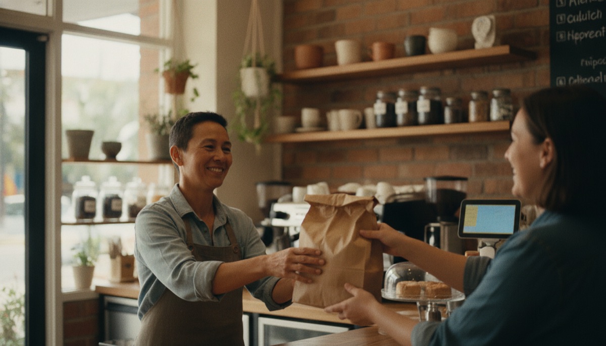 Friendly counter service at a Perth local shop
